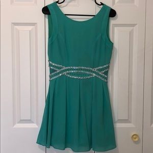 Teal dress with rhinestones